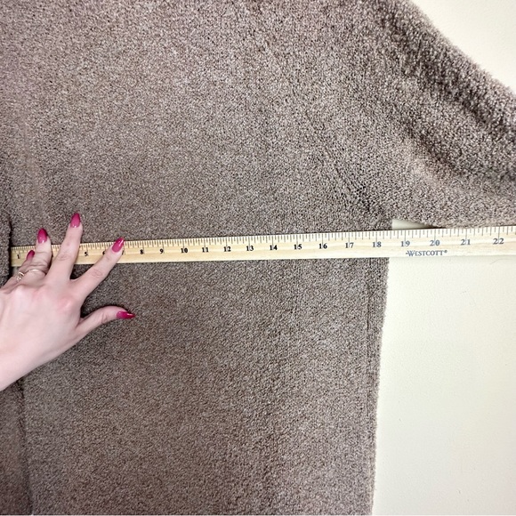 J. Jill Velvet Trim Merino Wool Silk Blend Brown Cardigan Duster Size Medium - Picture 14 of 16